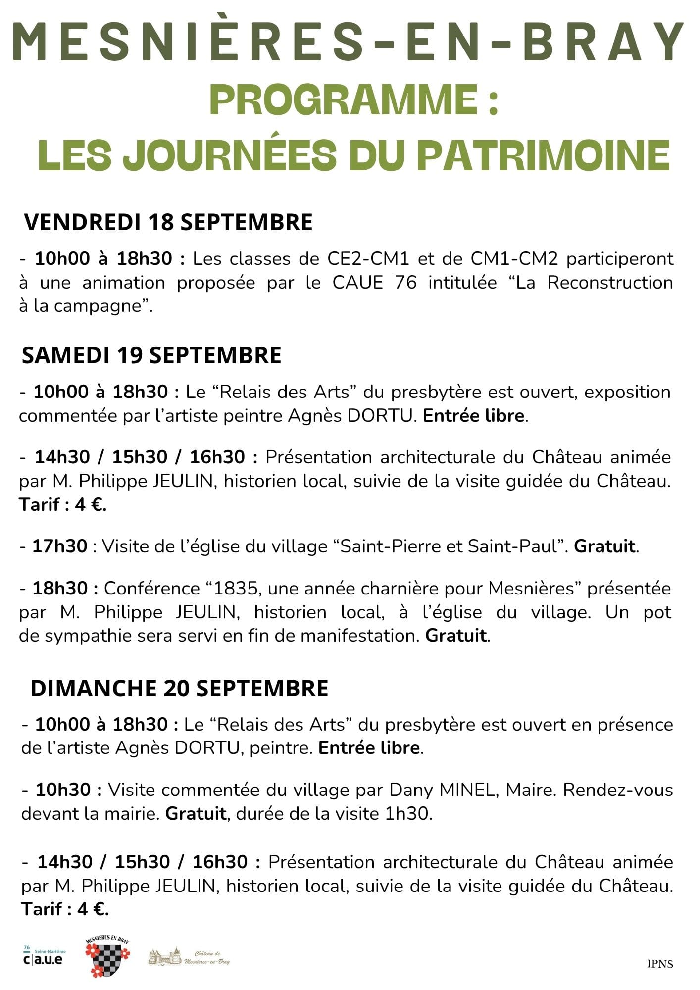 Programme journées du patrimoine
